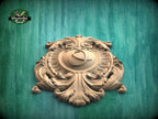 Personalized Classic Wooden Shield Onlay, Artisanal Baroque Flourishes for Interiors, 1 pc, Unpainted, Home Wall Decor, wooden trims
