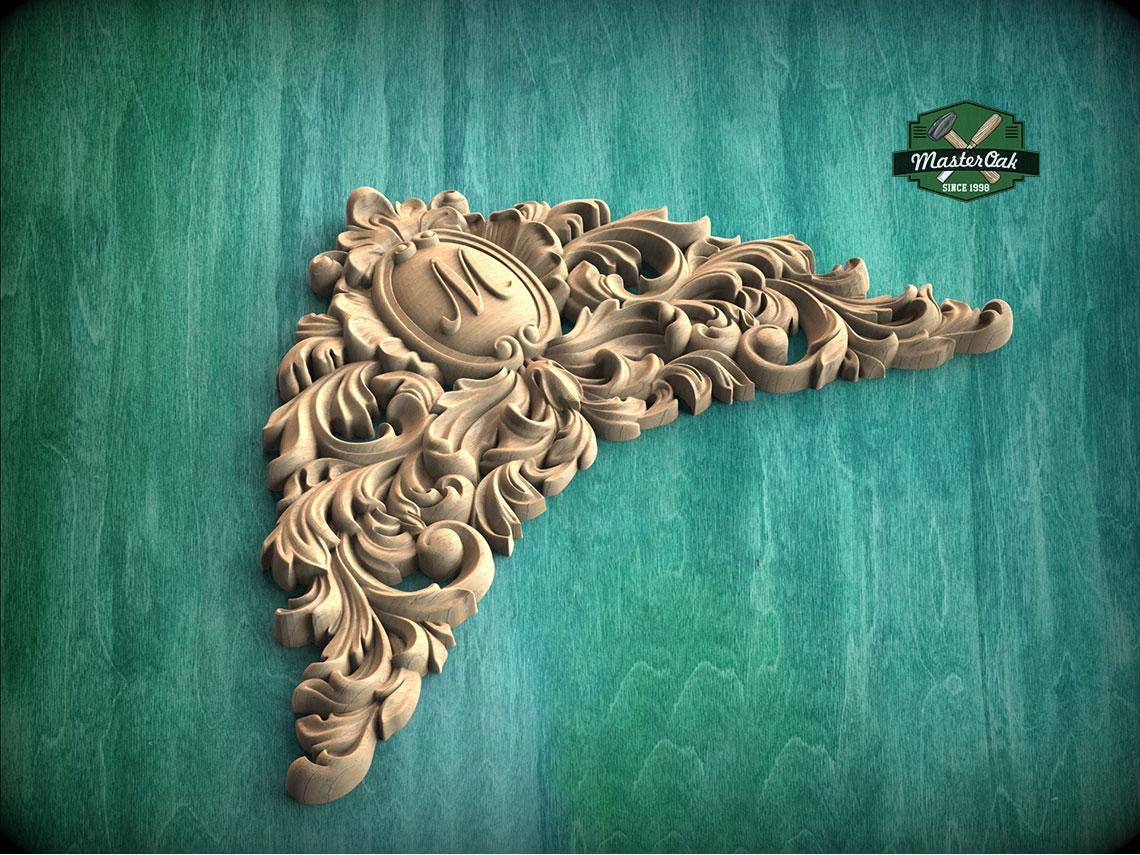 Personalized Victorian Flourish: Carved Wooden Archway Keystone, Unpainted, 1pc, Home Wall Embellishments, Furniture Carving