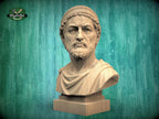 Hannibal Barca Bust, Hand-Finished Wood Sculpture | Ancient Military Decor