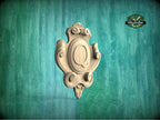 Personalized Noble Emblem: Ornate Wooden Cartouche Onlay, Unpainted, 1pc, Home Wall Embellishments, Furniture Carving