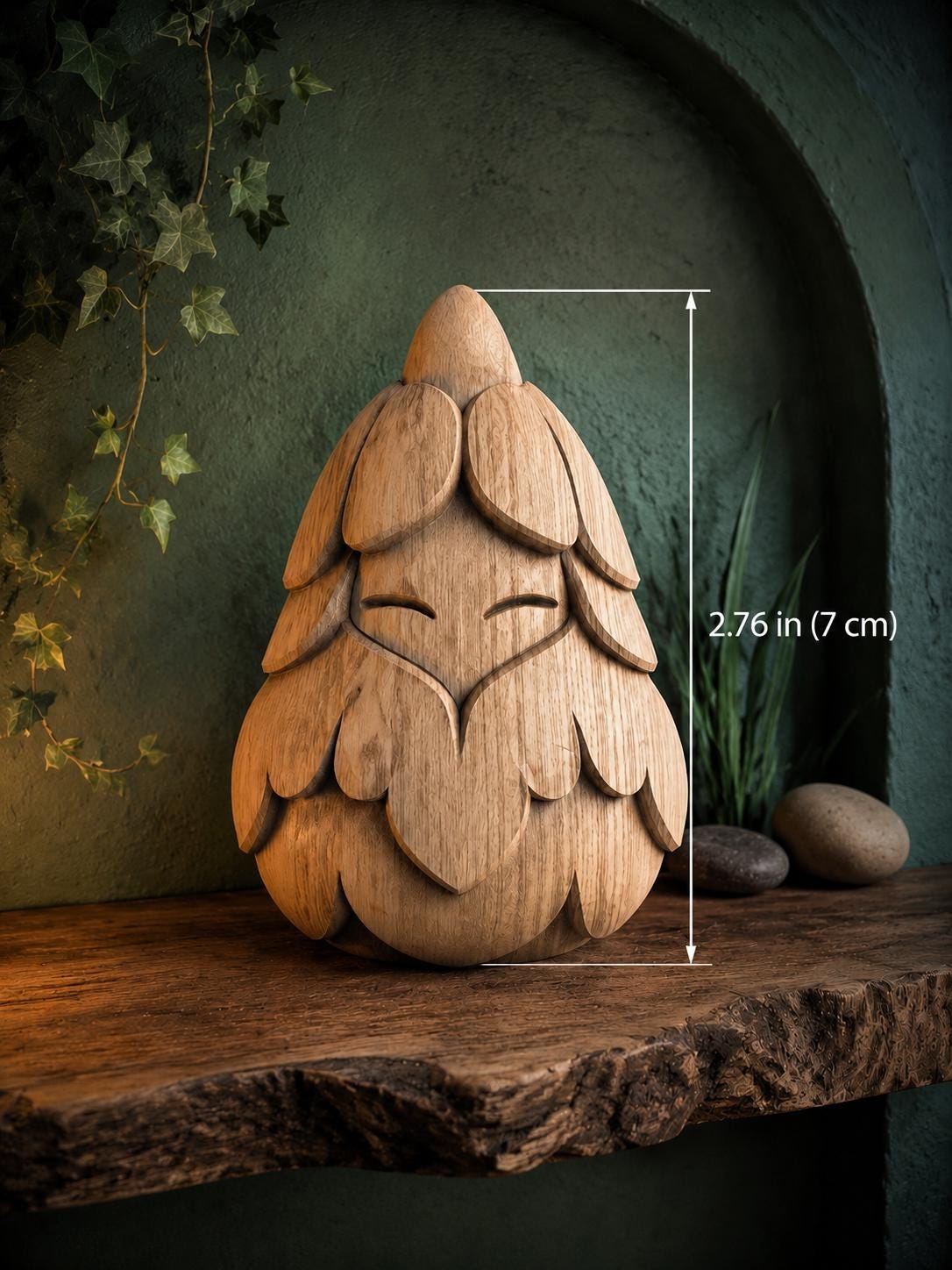 Wooden Flower Spirit Figurine, Bloom Keeper Oak Plant Guardian, Cottagecore Decor, Plant Lover Gift, Woodland Good Luck Charm