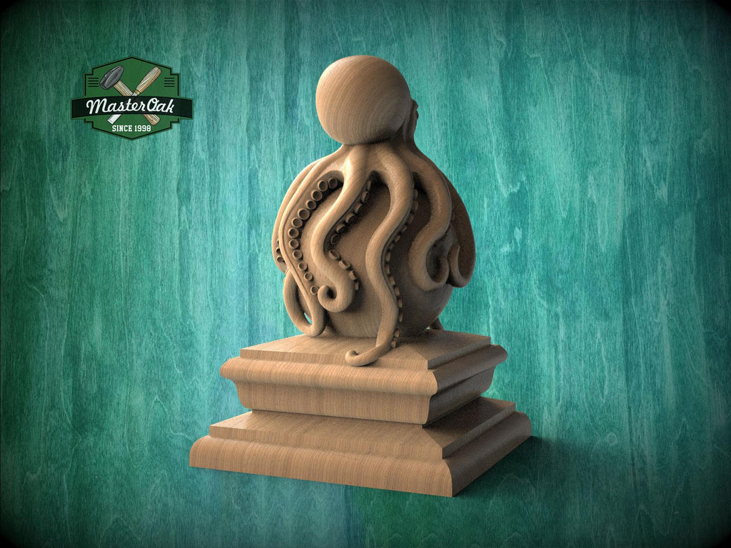 Octopus Finial: Coastal Home Decor (woodcarved Art)