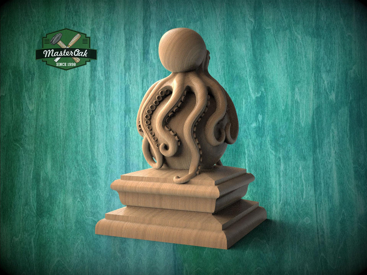 Octopus Finial: Coastal Home Decor (woodcarved Art)