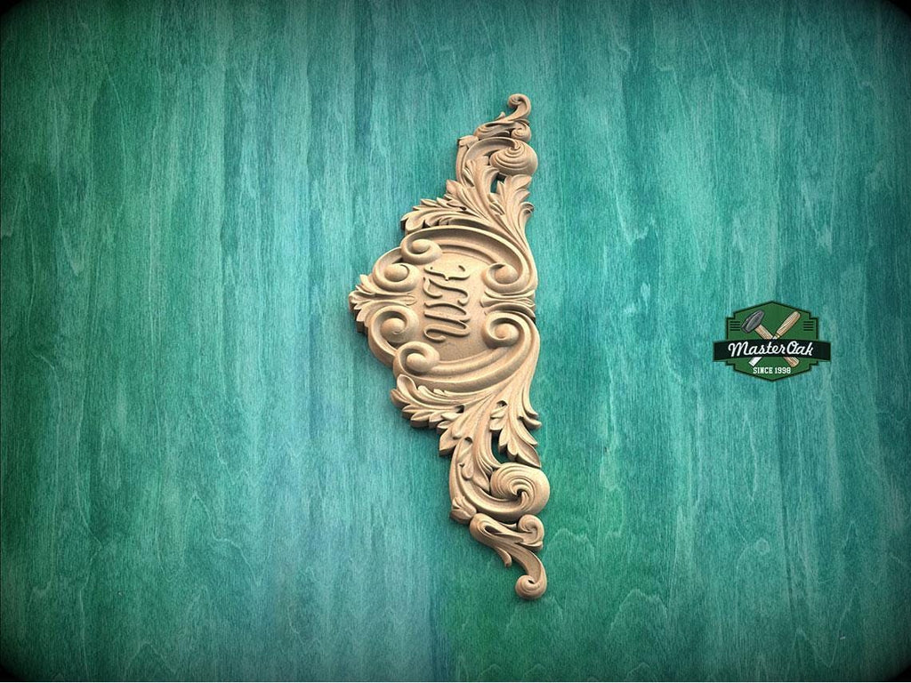 Most popular personalized carved decoration of wood, wooden onlay, 1pc