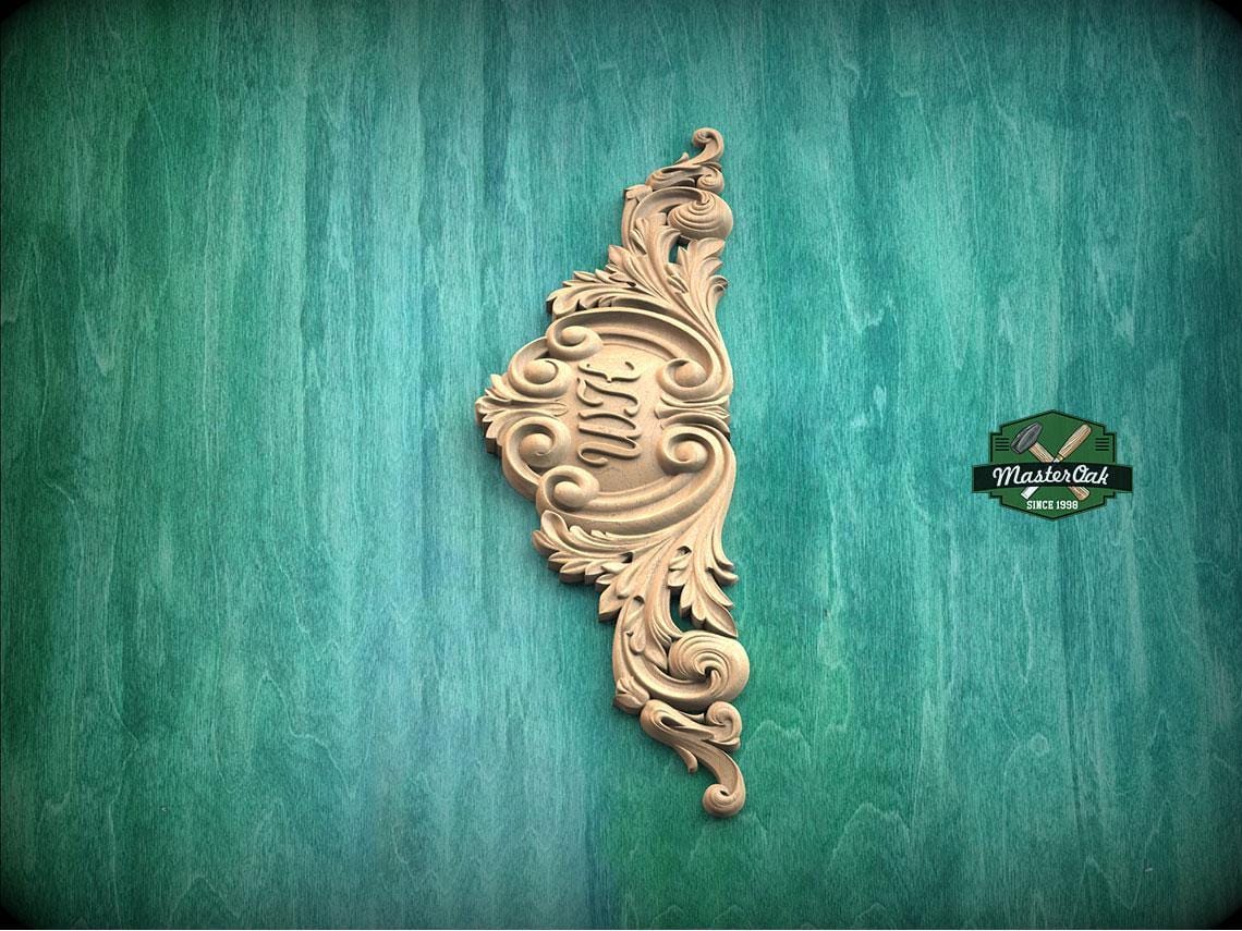 Most popular personalized carved decoration of wood, wooden onlay, 1pc