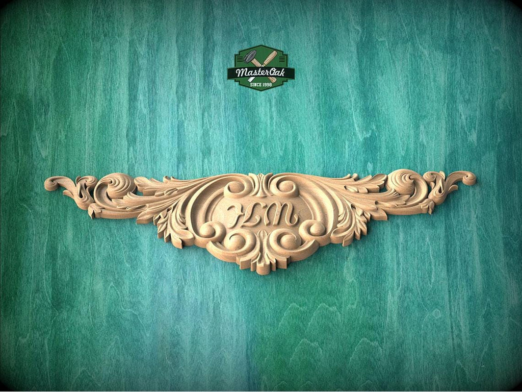 Most popular personalized carved decoration of wood, wooden onlay, 1pc
