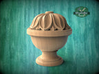 Wood Newel Finial, Decorative Post Cap with Carved Petal Crown