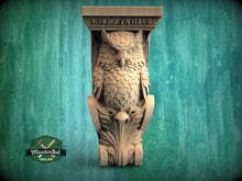 Load image into Gallery viewer, Owl Wall Bracket – Carved Wood Corbel for Mantel, Cabinet or Shelf
