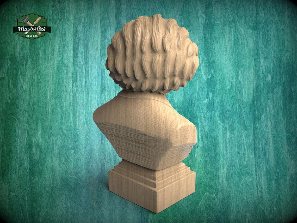Einstein Bust | Carved and Hand-Finished Wood Statue | Gift for Scientists & Physicists