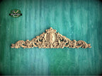Personalized Carved Regal Crest Wooden Applique, Baroque Scrollwork Elegance, 1pc, Home Wall Embellishments, Furniture Carving