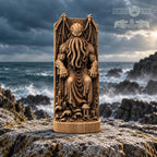 Cthulhu Throne Statue, Wooden Lovecraftian Monster Figurine, R’lyeh Cosmic Horror Decor, Gothic Altar Sculpture, Dark Fantasy Gift