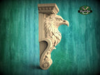 A carved wooden eagle head is displayed against a green background, with a logo for MasterSketch visible in the top right corner.