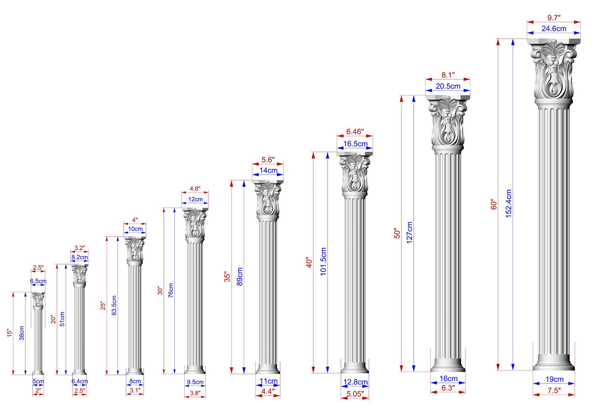 Classical Corinthian Column in Wood for Architectural Elegance, wood capital with acanthus leaves, Carved Wooden Capital, 1 piece, unpainted