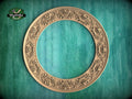 Antique-Style Circular Wood Frame with Floral Carvings for Elegant Interiors, 1 pc, Unpainted, Home Wall Embellishment, Carved Mirror Frame