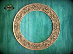 Antique-Style Circular Wood Frame with Floral Carvings for Elegant Interiors, 1 pc, Unpainted, Home Wall Embellishment, Carved Mirror Frame