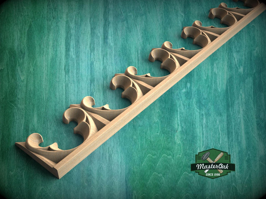Gothic Ornamental Wood Trim Molding | Carved and Hand-Finished Applique | Furniture or Frame Decor