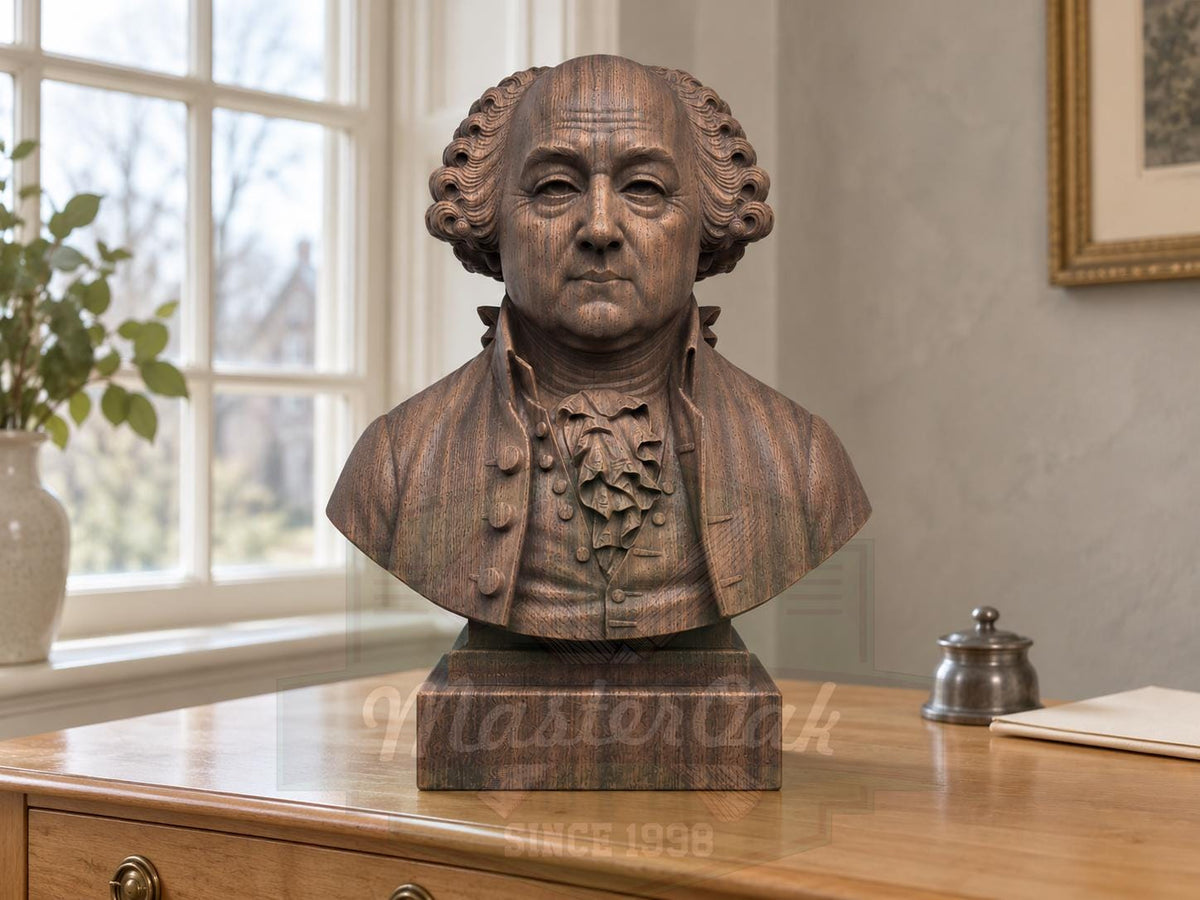 John Adams Bust, Hand-Finished Wood Sculpture | American Presidents Decor