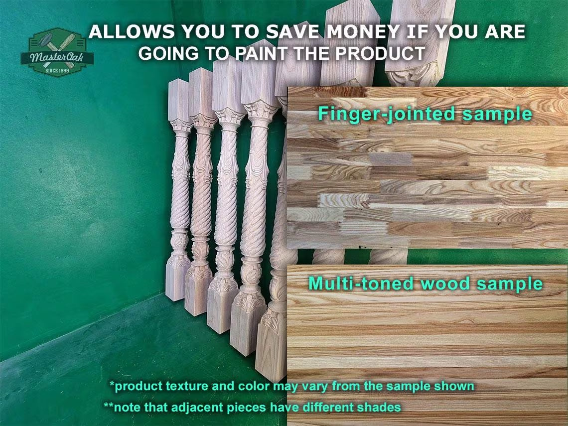 Wooden baluster for the stairs or balustrade, carved banister of wood, stair balusters, Custom size wood balusters for stairs