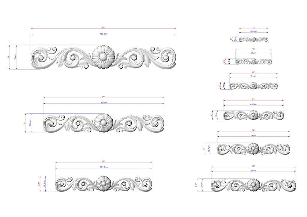 a drawing of a set of decorative elements