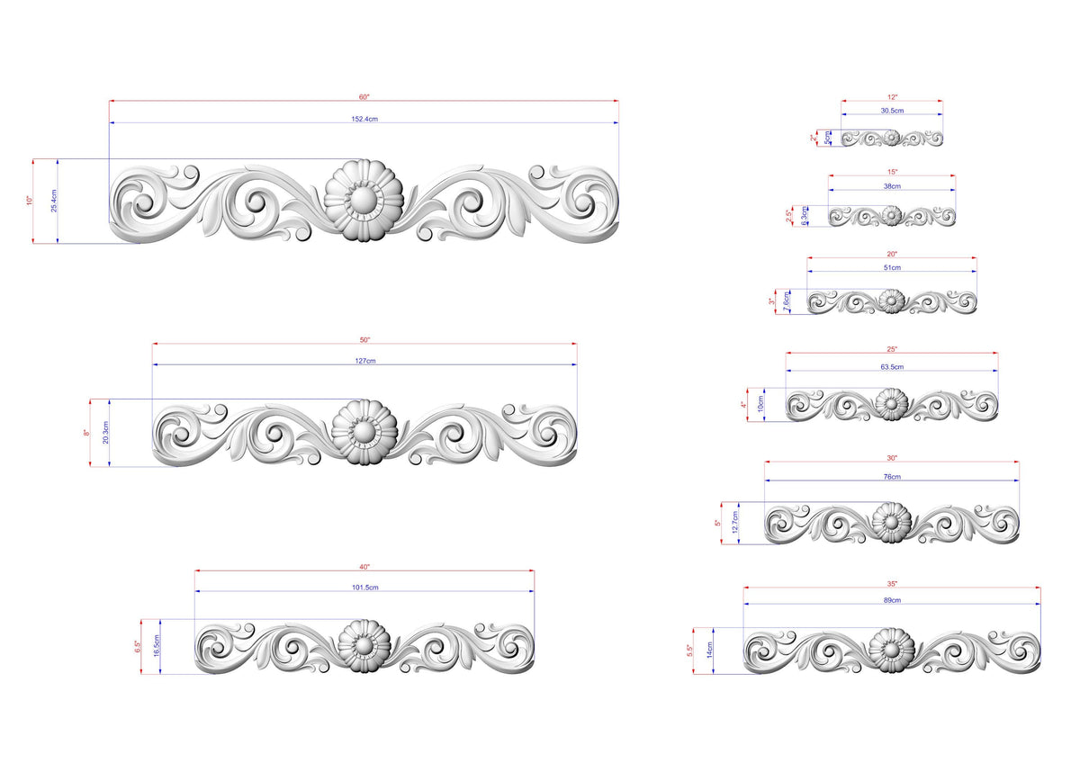 a drawing of a set of decorative elements