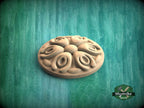 Spiral Flower Rosette – Carved Wooden Ornament with Flowing Petals Description: