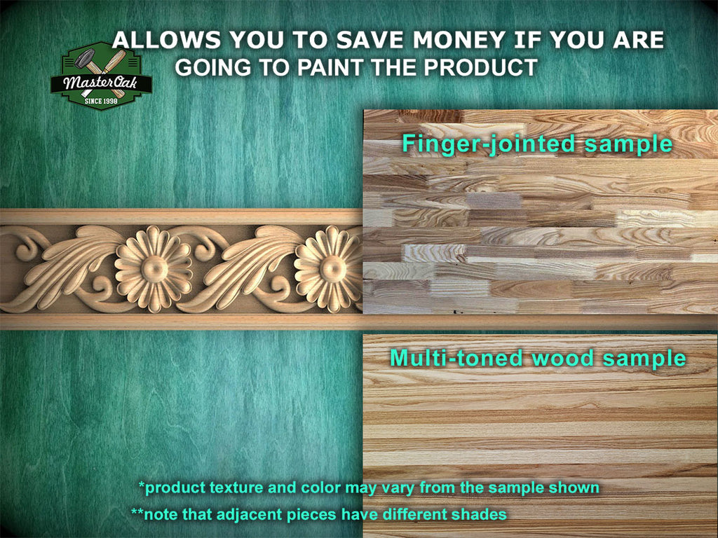 Versatile Wooden Moulding: Classic Baguette Design,  40" Ornate molding panel, Carved wooden Baguette, wood trim for interiors