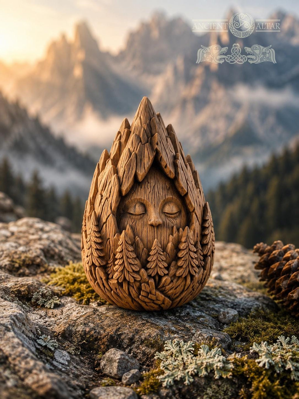 Mountain Sage Figurine, Carved Oak Forest Spirit, Wooden Mountain Decor, Nature Lover Gift, Woodland Guardian Statue