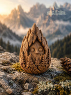 Mountain Sage Figurine, Carved Oak Forest Spirit, Wooden Mountain Decor, Nature Lover Gift, Woodland Guardian Statue