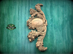Personalized Romantic Floral Carved Wood Onlay with Central Medallion, Elegance Wood Applique, Furniture Carving, Wood Onlay, 1pc, Unpainted