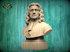 Isaac Newton Bust, Hand-Finished Wood Sculpture | Physics & Math Decor