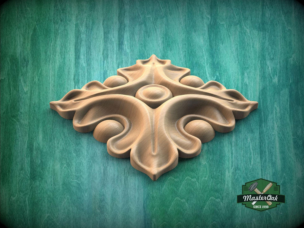 Wooden Acanthus Rosette – Classical Square Carved Ornament for Furniture or Wall Décor