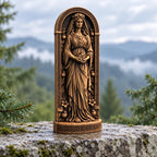 Persephone Wooden Statue, Greek Goddess Figurine with Pomegranate, Queen of the Underworld, Pagan Altar Decor, Mythology Gift