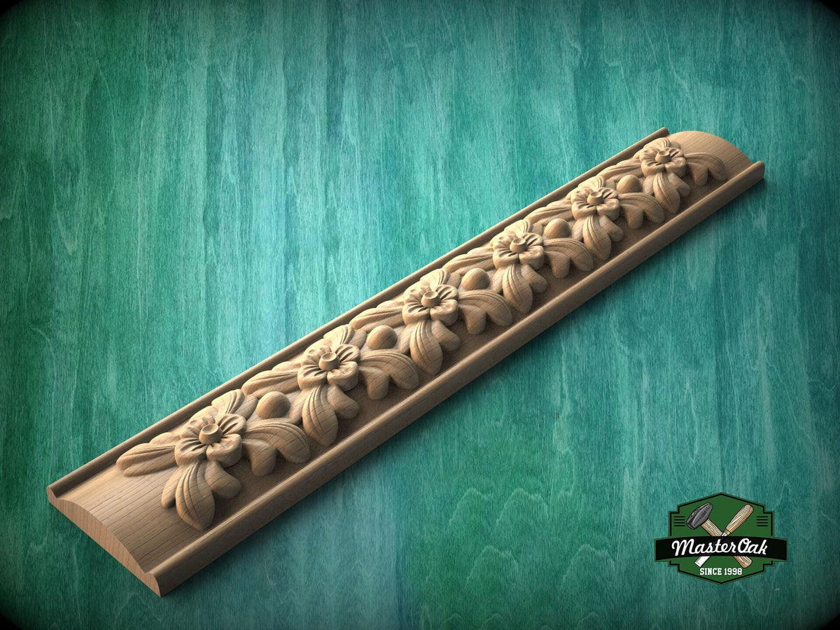 Floral Elegance Wood Pilaster, 1pc, Unpainted, Carved Wood Trim Post Pillars