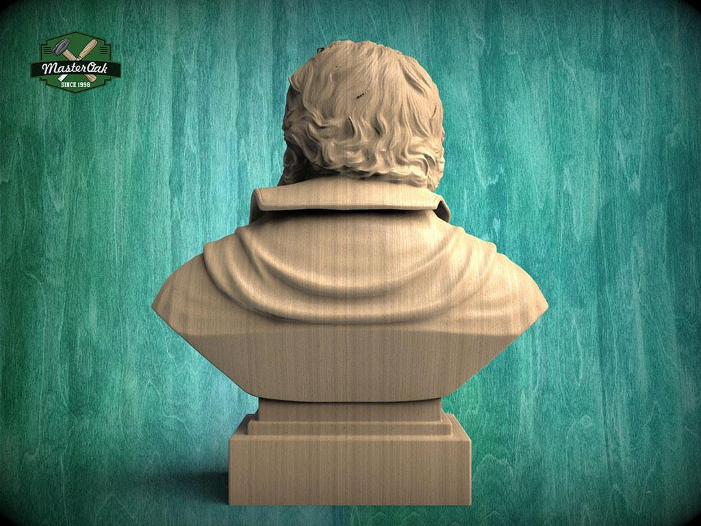 Galileo Galilei Bust, Hand-Finished Wood Sculpture | Astronomy & Science Decor