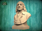 Wooden Benjamin Franklin Sculpture | Hand-Sanded & Hand-Toned | American History Decor