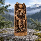 Cthulhu Throne Statue, Wooden Lovecraftian Monster Figurine, R’lyeh Cosmic Horror Decor, Gothic Altar Sculpture, Dark Fantasy Gift