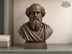 Archimedes Bust, Hand-Finished Wood Sculpture | Science History Gift for Office Library Decor
