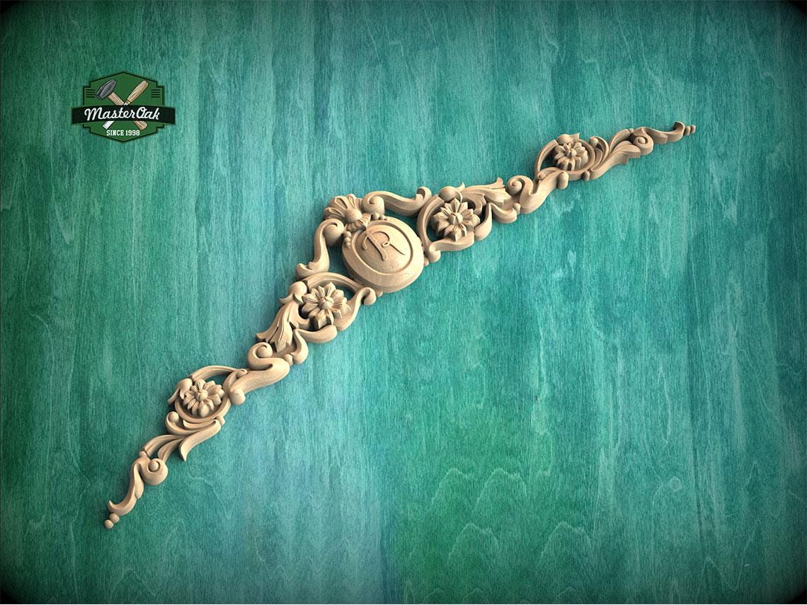 Personalized Classic Flourishes: Carved Wooden Onlay with Floral Elegance for Timeless Style, 1pc, Unpainted, Floral Medallion Onlay