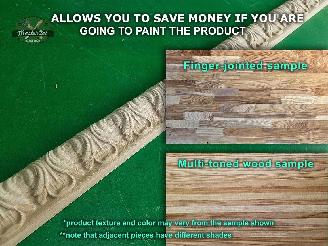 Carved timber unfinished , 40" Carved wooden Baguette, wood trim moulding corner piece for craft woodwork projects