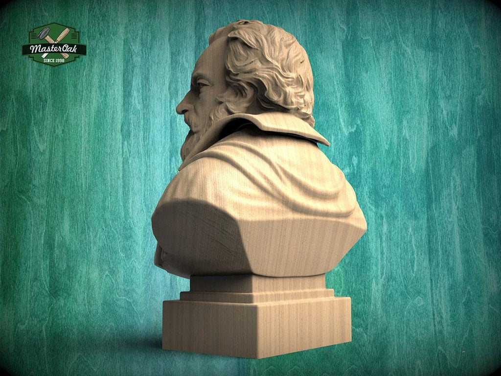 Galileo Galilei Bust, Hand-Finished Wood Sculpture | Astronomy & Science Decor