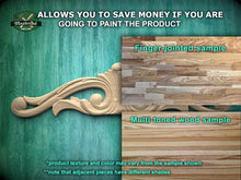 Load image into Gallery viewer, The image is a promotional advertisement for MasterCok's products, specifically their wood samples. It features a close-up of a wooden sample with a carved design, as well as a multi-toned wood sample. The advertisement highlights the differences between the two samples, such as the product texture and color, and mentions that adjacent pieces may have different shades. The image is a collage of two separate images, with the main focus being the comparison of the two wood samples.
