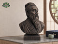 Confucius Bust | Carved & Hand-Finished Wood Statue | Chinese Philosophy Decor