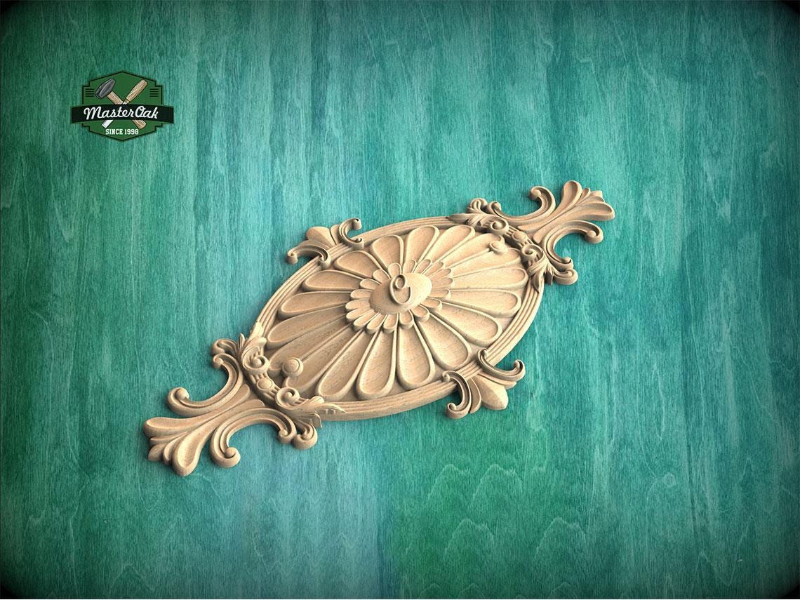 Personalized Furniture oval rosette decor, Classic style floral rosette onlay, carved decoration of wood, wooden onlay, wall hanging