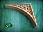 Victorian Gothic Arch Corner Onlays – Carved Wood Mirrored Floral Set of 2pcs