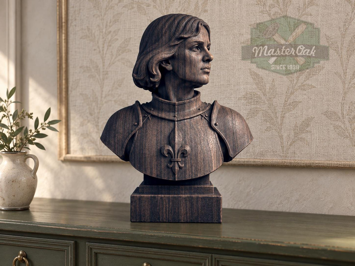Joan of Arc Bust, Hand-Finished Wood Sculpture | Gift for Strong Women