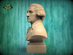 George Washington Bust, Hand-Finished Wood Sculpture | 1st President Decor