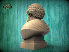 Archimedes Bust, Hand-Finished Wood Sculpture | Science History Gift for Office Library Decor