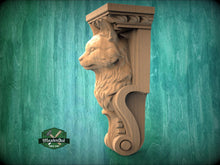 Load image into Gallery viewer, Carved Wooden Cat Corbel – Decorative Wall Bracket with Animal Head
