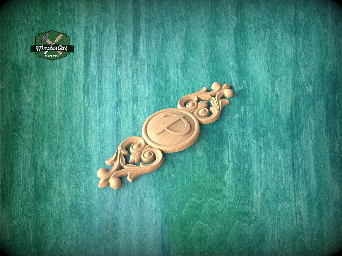 Personalized Classic Wooden Rosette Applique with Scrollwork Accents, Home Wall Embellishments, Furniture Carving, Wood Onlay