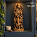 Freya Cat Altar Statue, Oak Norse Mythology Sculpture, Seated Scandinavian Goddess, Viking Witch Decor, Nordic Pagan Gift